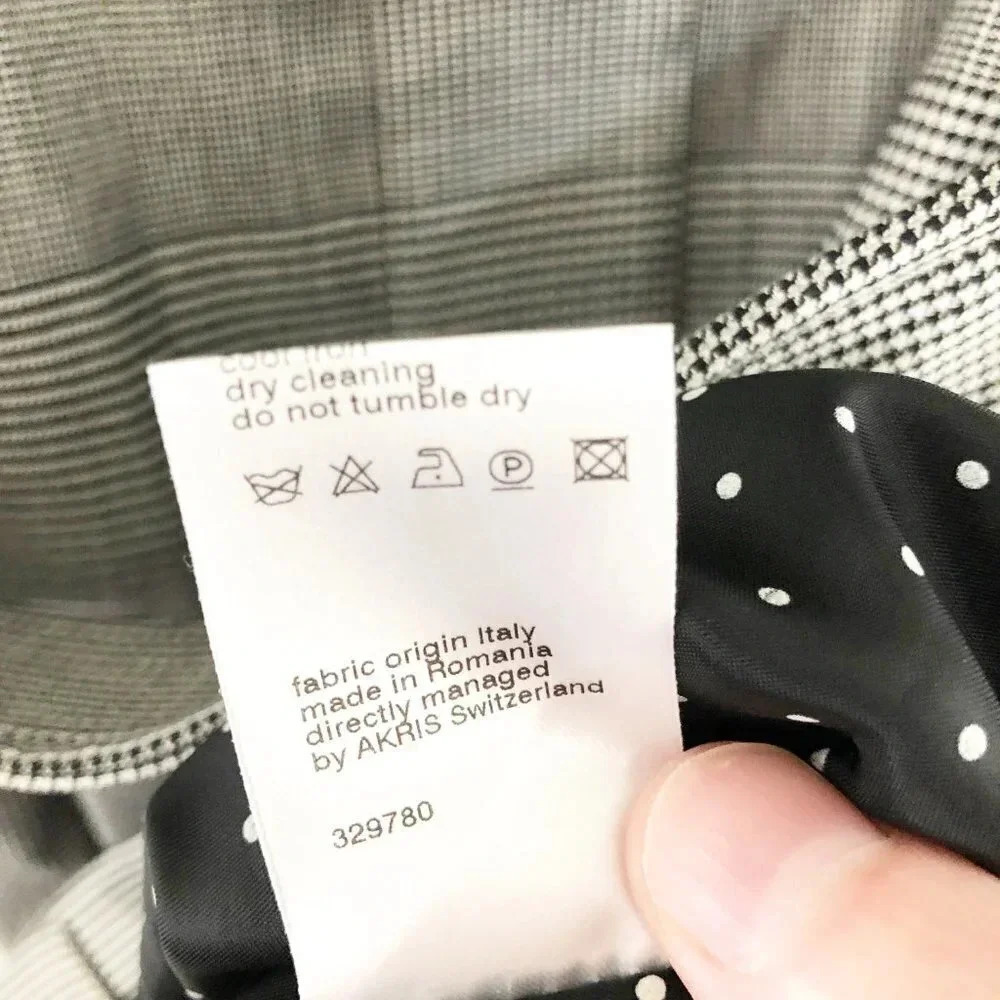 Akris Punto Gray Black White Glen Check Belted Professional Dress Women's Size 6 - Picture 9 of 10